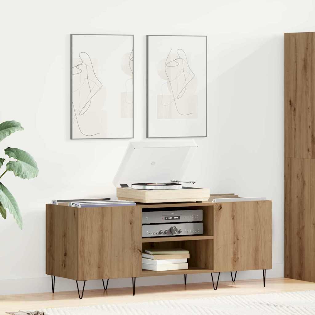 Meuble à vinyles avec étagère Chêne artisanal 121 x 38 x 48 cm - XIOS