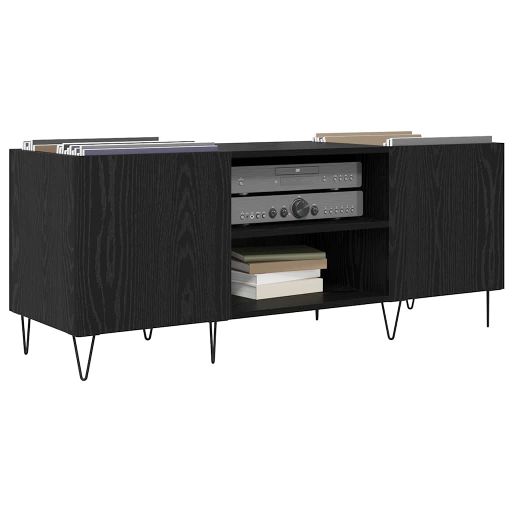 Meuble à vinyles avec étagère Chêne noir 121 x 38 x 48 cm - XIOS