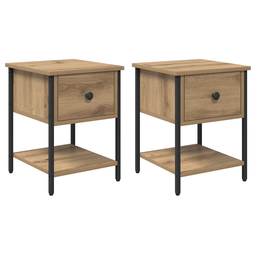 Table de chevet 2 pc Chêne artisanal 34 x 35,5 x 45 cm - XIOS