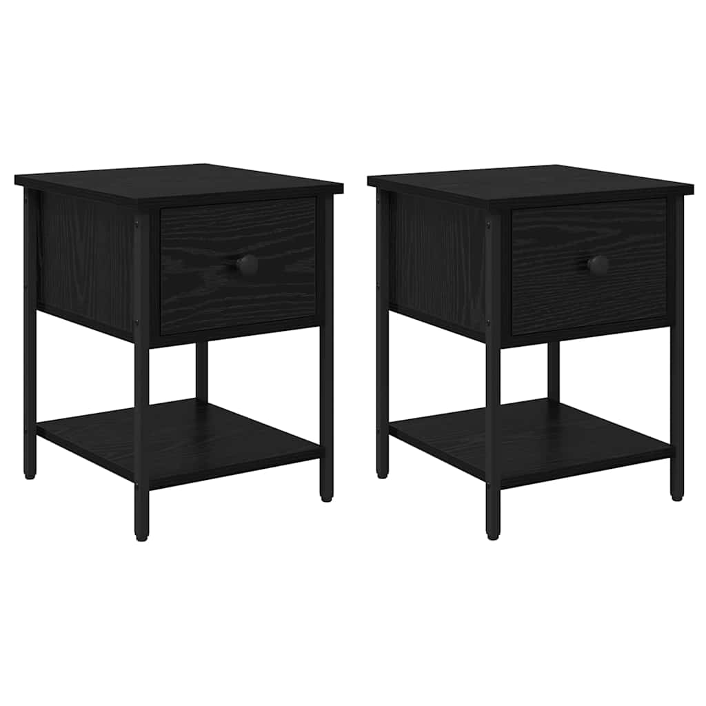 Table de chevet avec tiroir 2 pcs Chêne noir 34 x 35,5 x 45 cm - XIOS