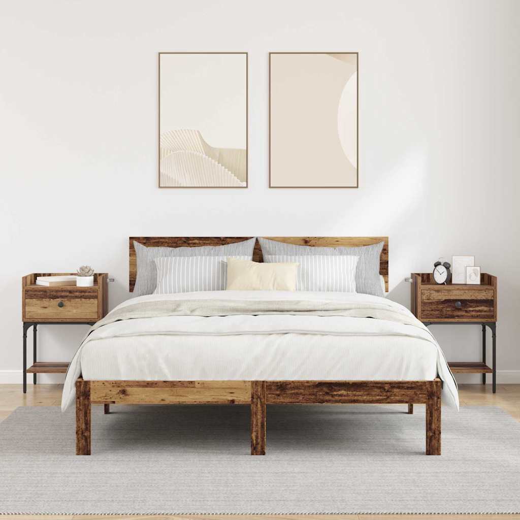 Table de chevet avec tiroir 2 pcs Bois ancien 40 x 29 x 60 cm - XIOS