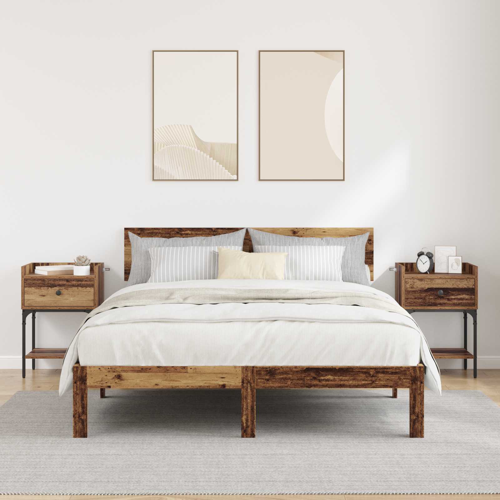 Table de chevet avec tiroir 2 pcs Bois ancien 40 x 29 x 60 cm - XIOS