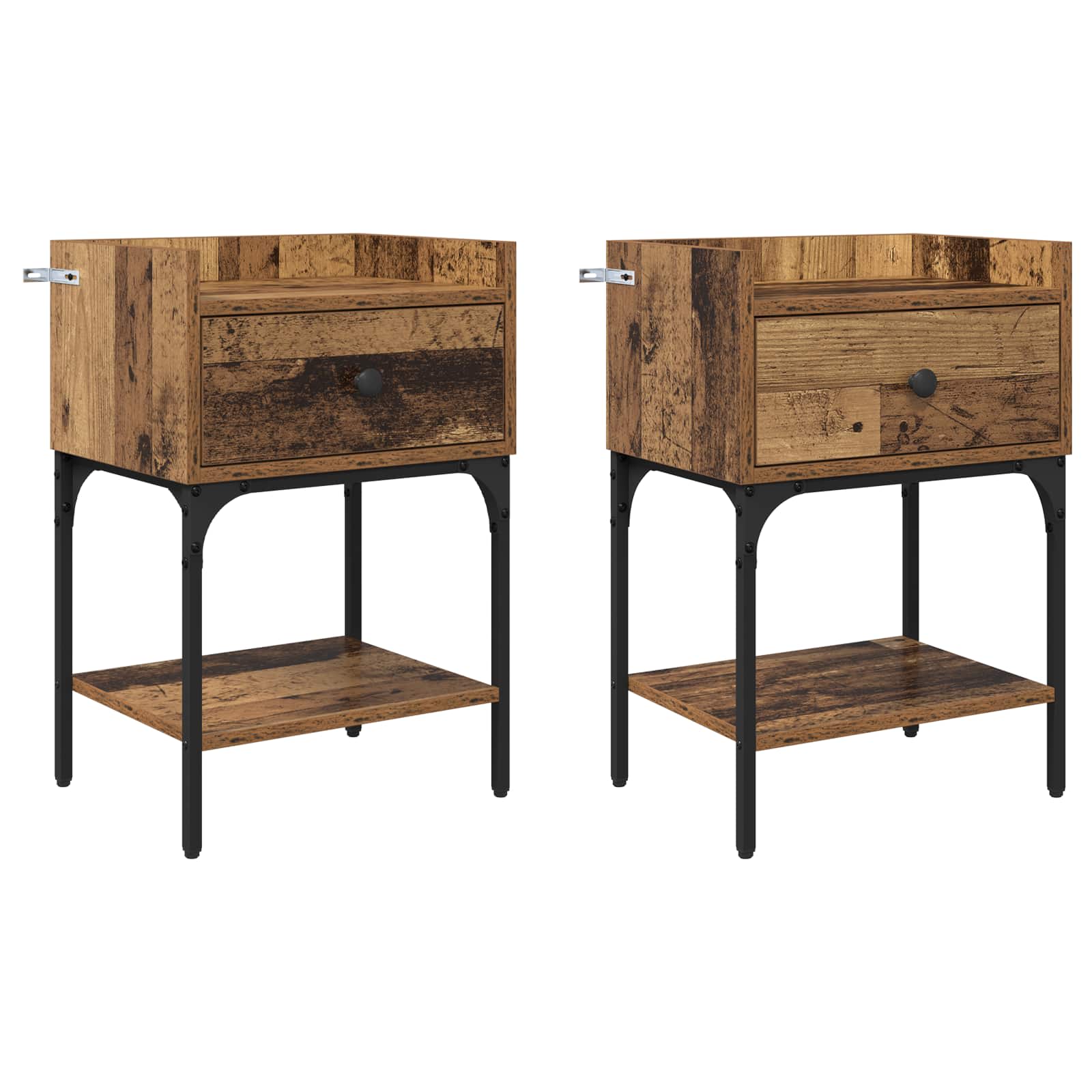Table de chevet avec tiroir 2 pcs Bois ancien 40 x 29 x 60 cm - XIOS