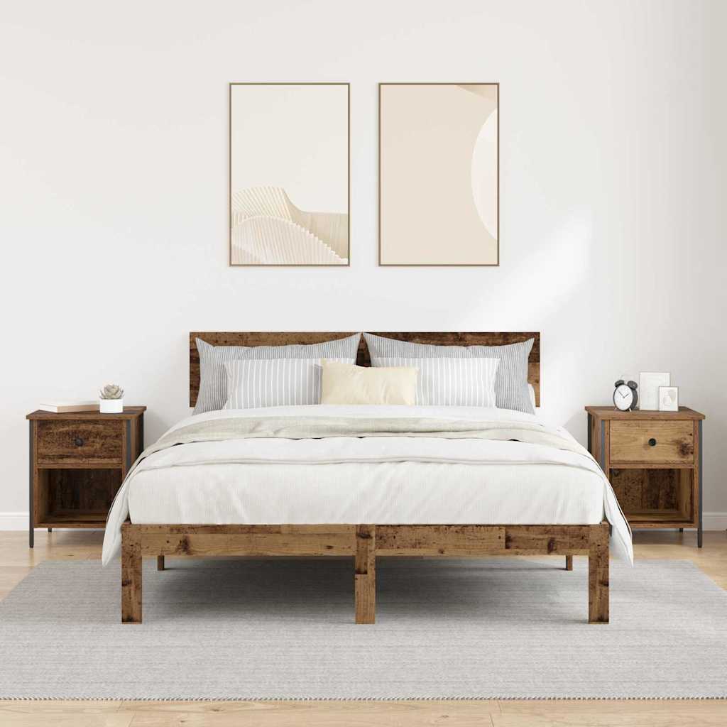 Cabinet de chevet avec tiroir 2 pcs Bois ancien 40 x 42 x 50 cm - XIOS