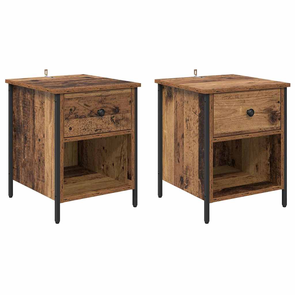 Cabinet de chevet avec tiroir 2 pcs Bois ancien 40 x 42 x 50 cm - XIOS