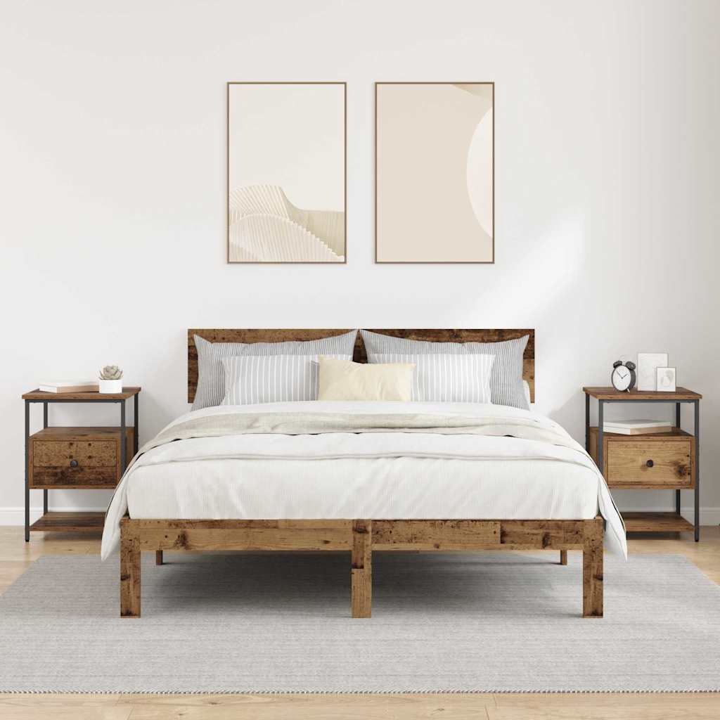 Cabinet de chevet avec tiroir 2 pcs Bois ancien 40 x 42 x 56 cm - XIOS