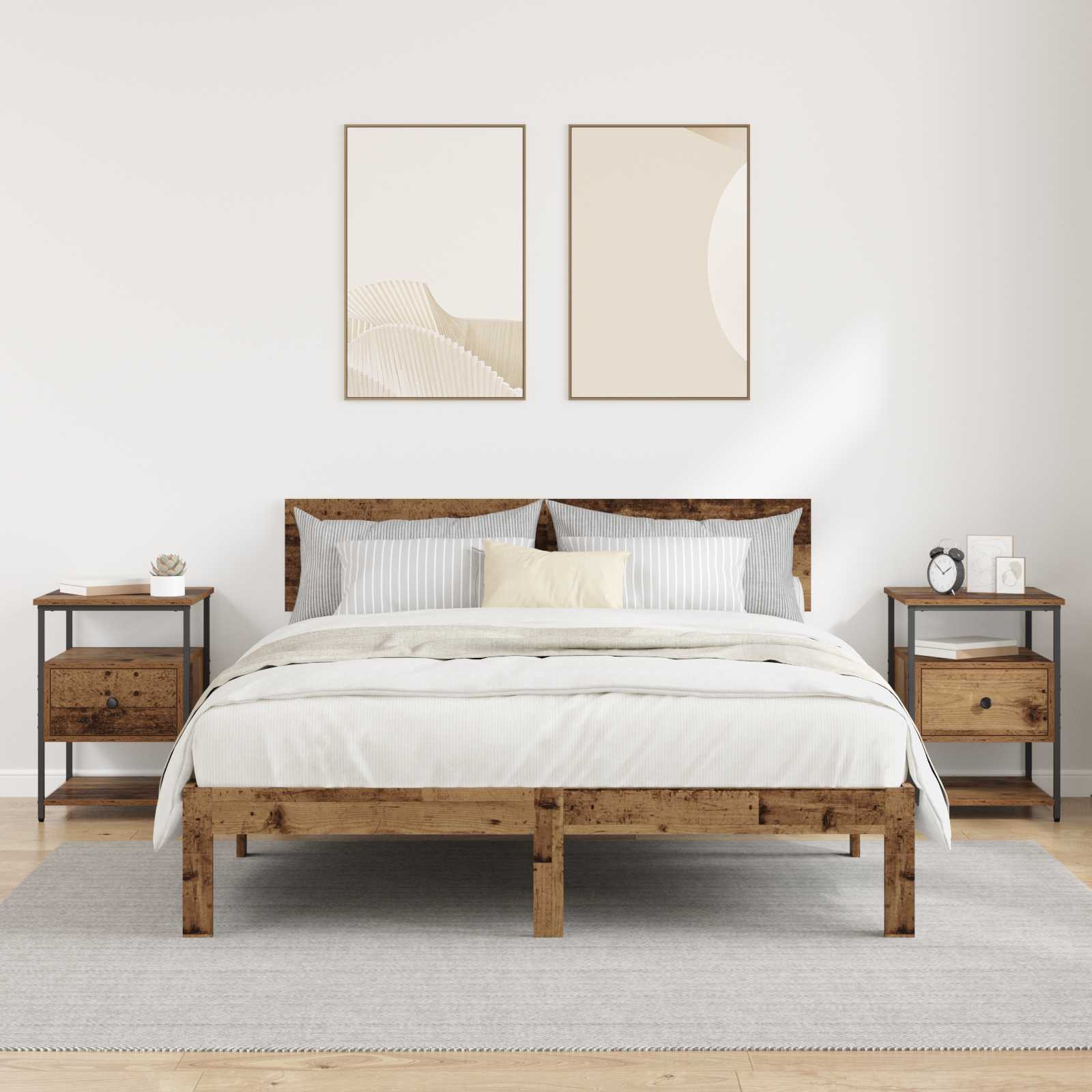 Cabinet de chevet avec tiroir 2 pcs Bois ancien 40 x 42 x 56 cm - XIOS