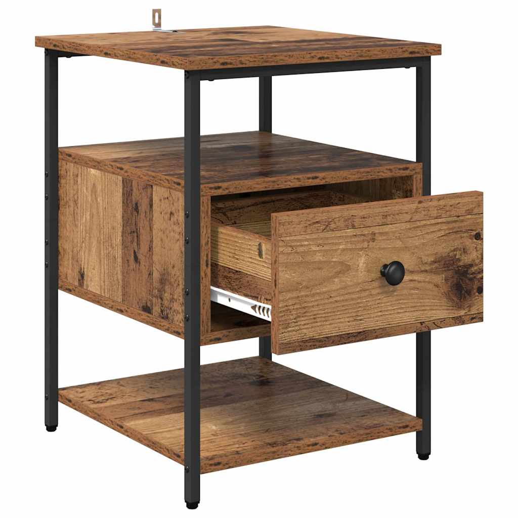 Cabinet de chevet avec tiroir 2 pcs Bois ancien 40 x 42 x 56 cm - XIOS