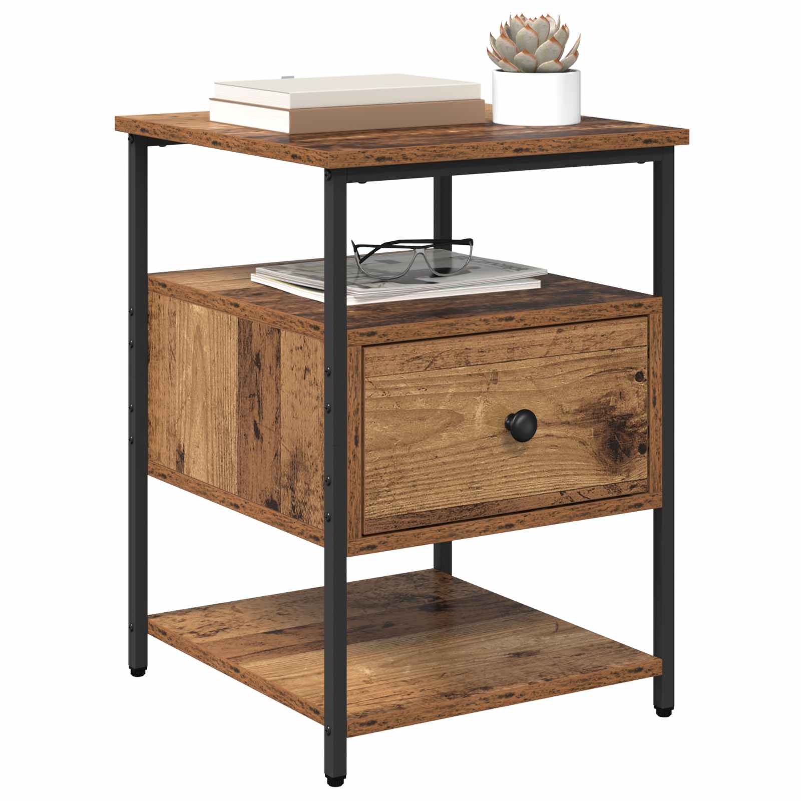 Cabinet de chevet avec tiroir 2 pcs Bois ancien 40 x 42 x 56 cm - XIOS