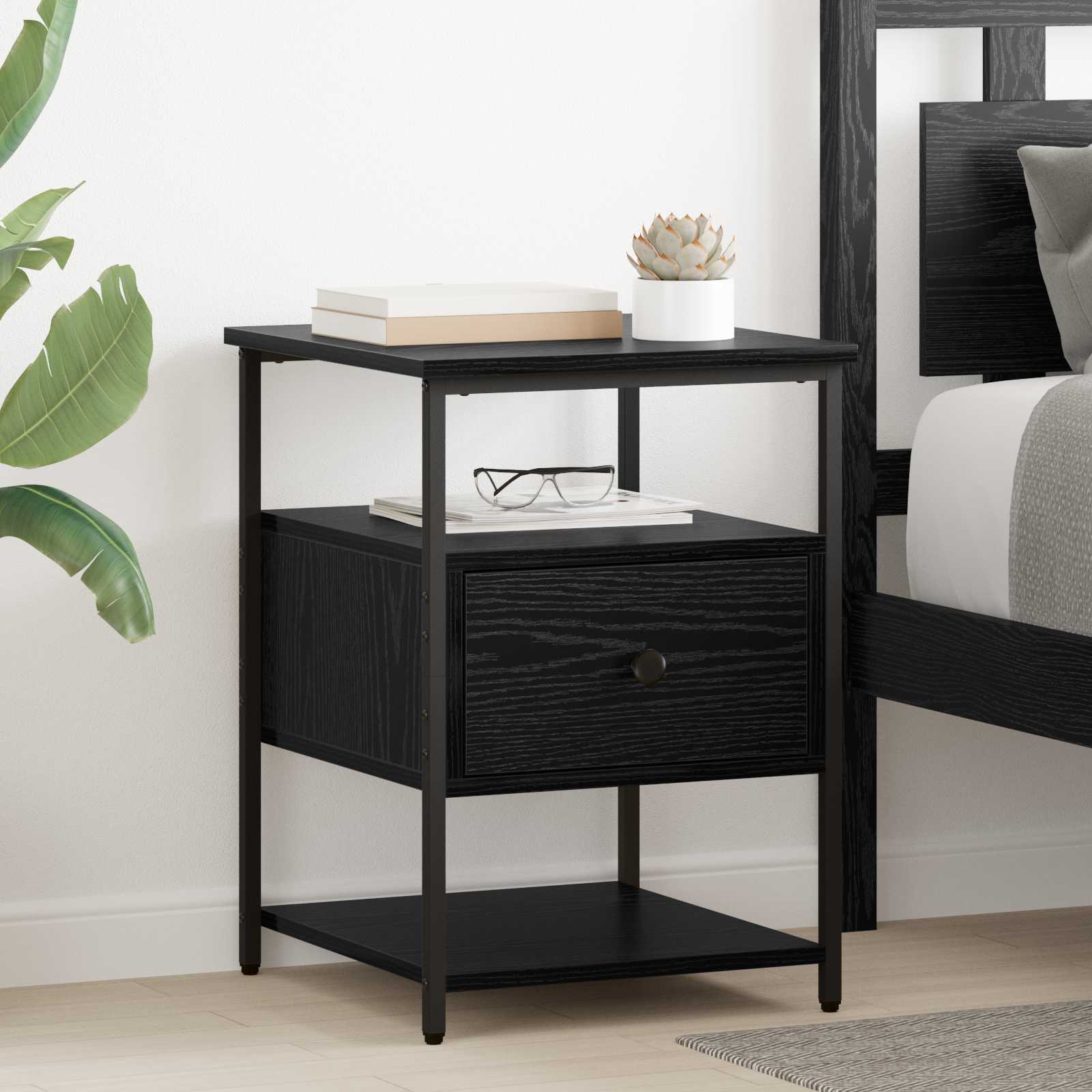 Cabinet de chevet avec tiroir 2 pcs Chêne noir 40 x 42 x 56 cm - XIOS