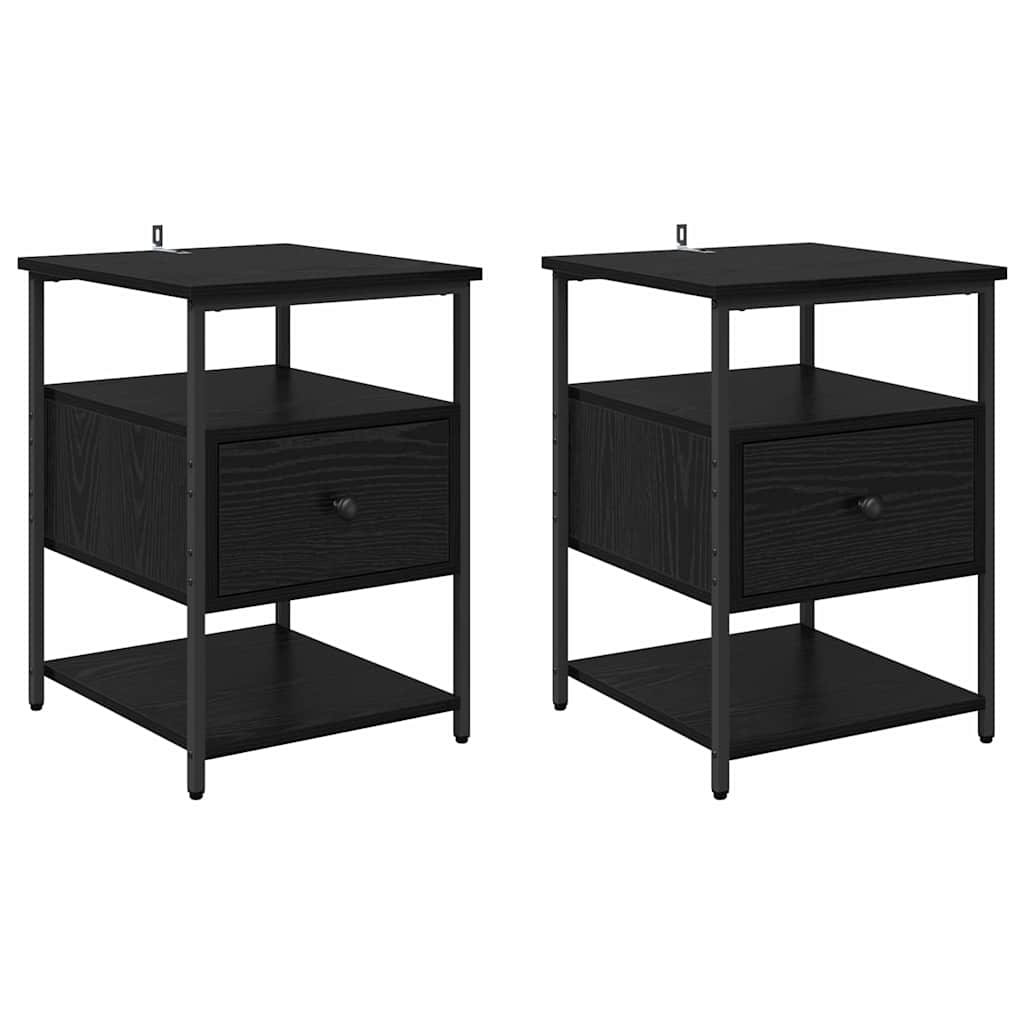 Cabinet de chevet avec tiroir 2 pcs Chêne noir 40 x 42 x 56 cm - XIOS