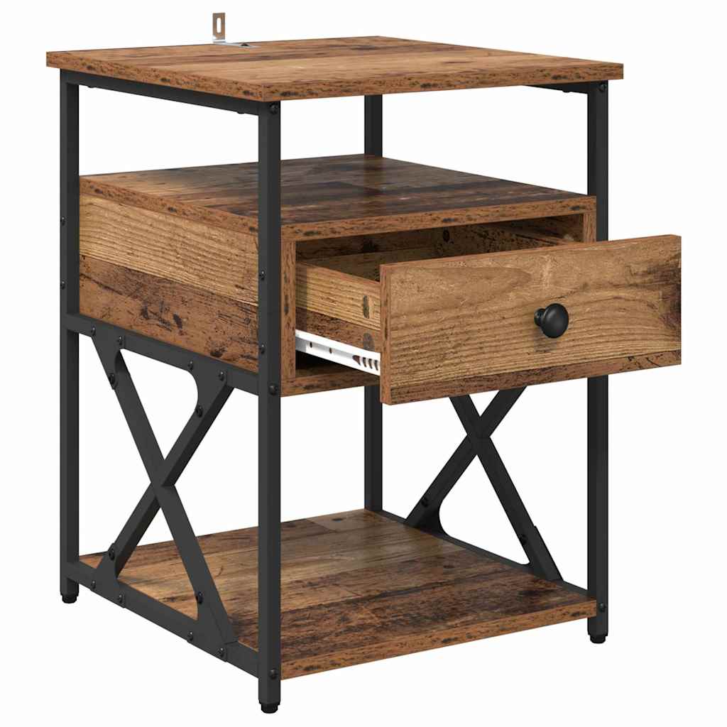 Cabinet de chevet avec tiroir 2 pcs Bois ancien 40 x 42 x 55 cm - XIOS