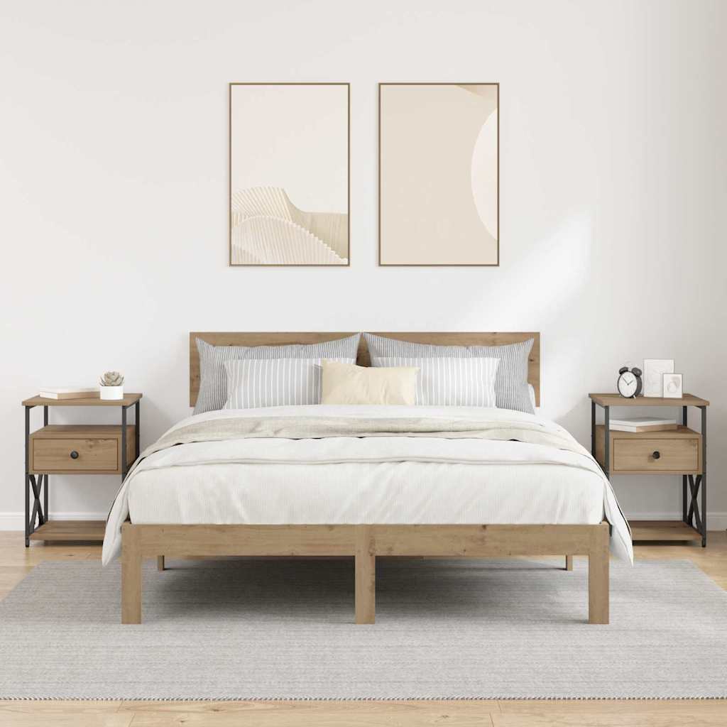 Cabinet de chevet 2 pcs chêne artisanal 40 x 42 x 55 cm - XIOS