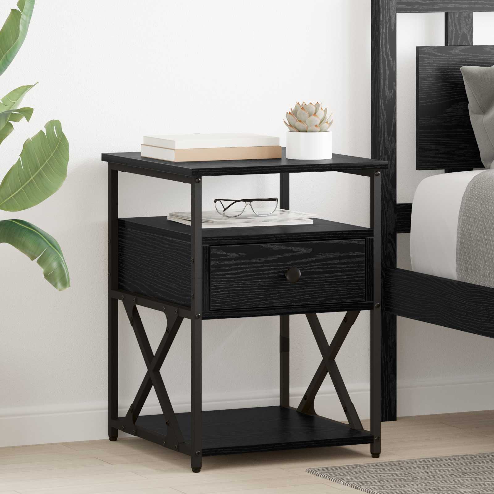 Cabinet de chevet Chêne noir 40 x 42 x 55 cm Bois d'ingénierie - XIOS