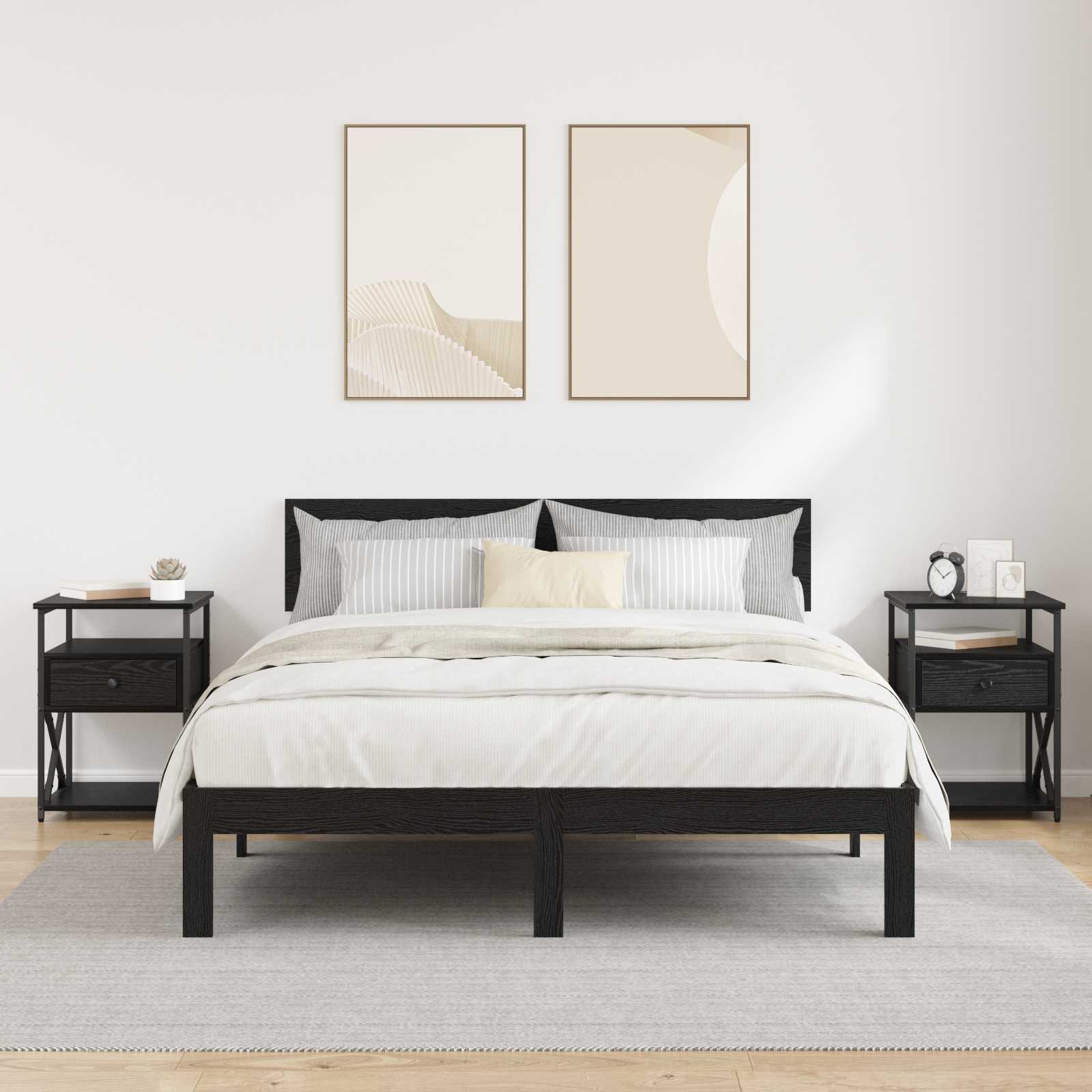 Cabinet de chevet avec tiroir 2 pcs Chêne noir 40 x 42 x 55 cm - XIOS
