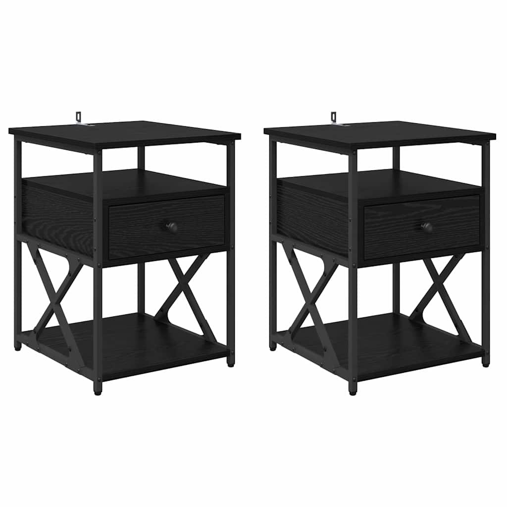 Cabinet de chevet avec tiroir 2 pcs Chêne noir 40 x 42 x 55 cm - XIOS