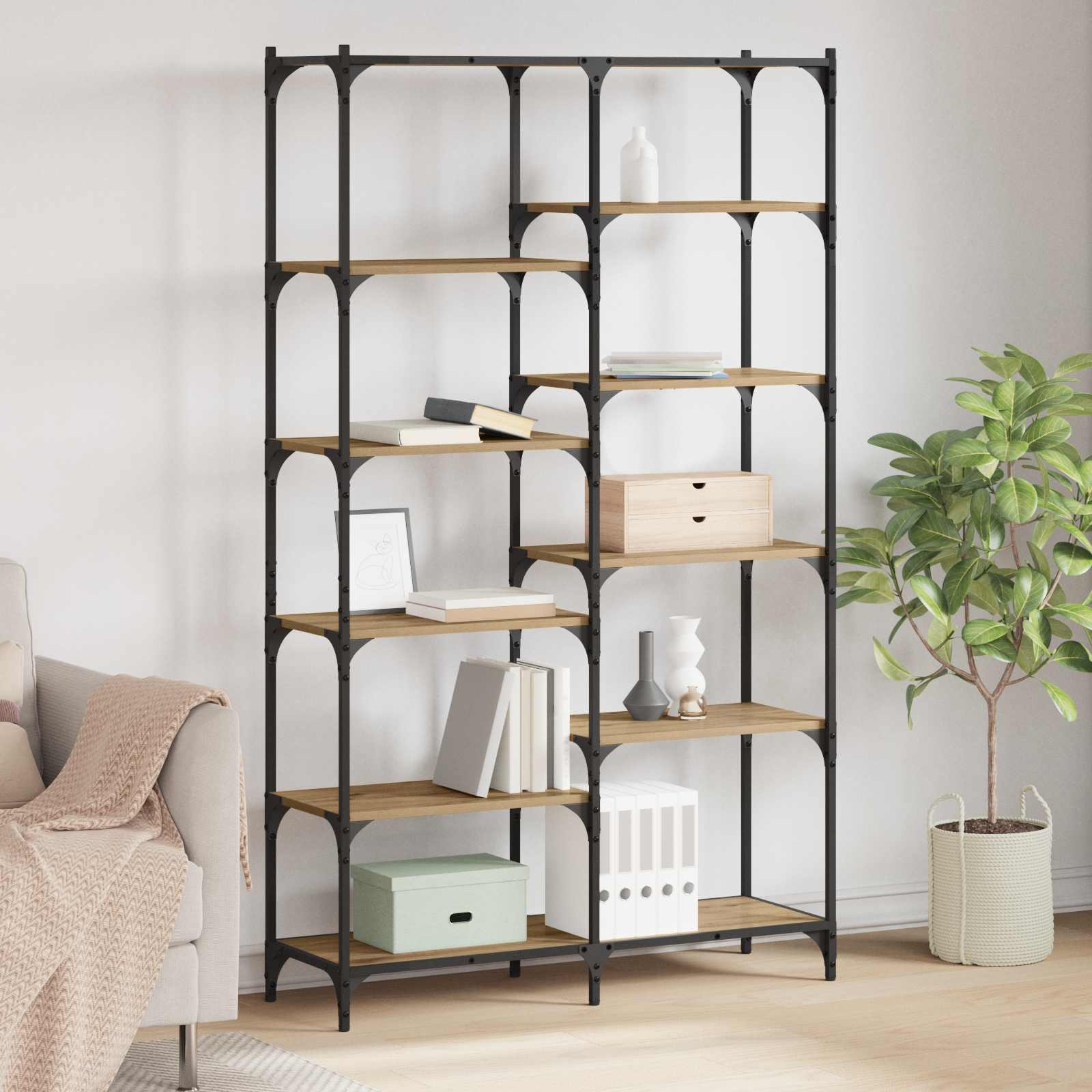 Étagère chêne artisanal 100 x 32 x 170 cm Bois d'ingénierie - XIOS