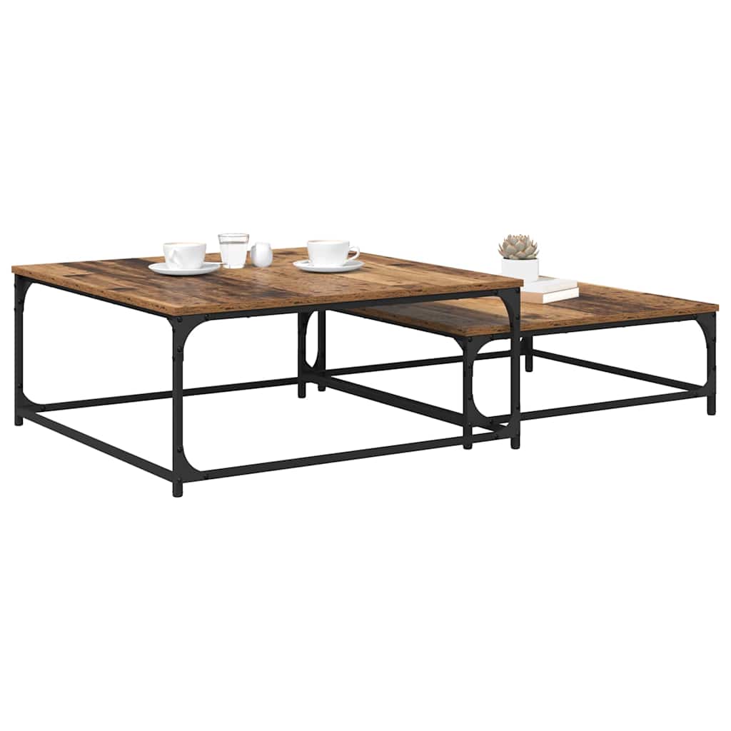 Table basse 2 pcs Bois Ancien Bois d'ingénierie - XIOS