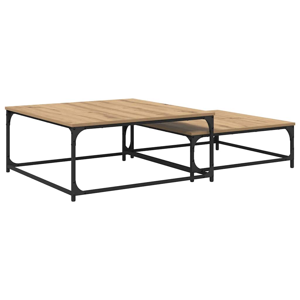 Table basse 2 pc Chêne artisanal 80 x 80 x 35 cm - XIOS