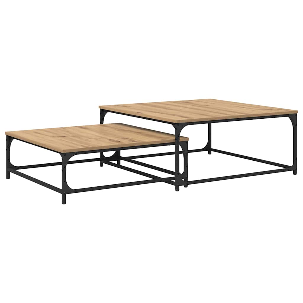 Table basse 2 pc Chêne artisanal 80 x 80 x 35 cm - XIOS