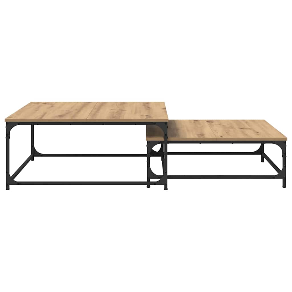 Table basse 2 pc Chêne artisanal 80 x 80 x 35 cm - XIOS