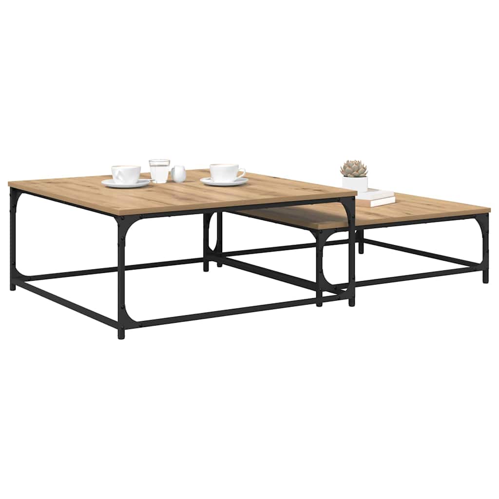 Table basse 2 pc Chêne artisanal 80 x 80 x 35 cm - XIOS