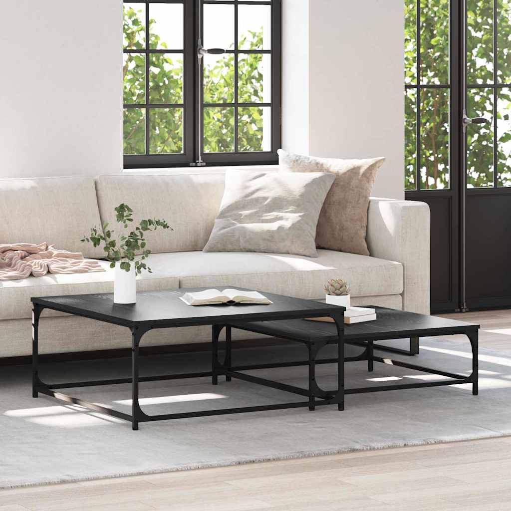 Table basse 2 pcs Chêne noir Bois d'ingénierie - XIOS