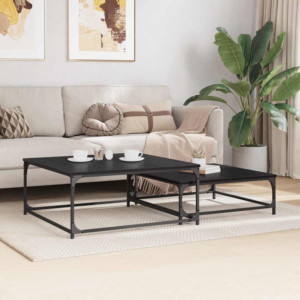 Table basse 2 pcs Chêne noir Bois d'ingénierie - XIOS