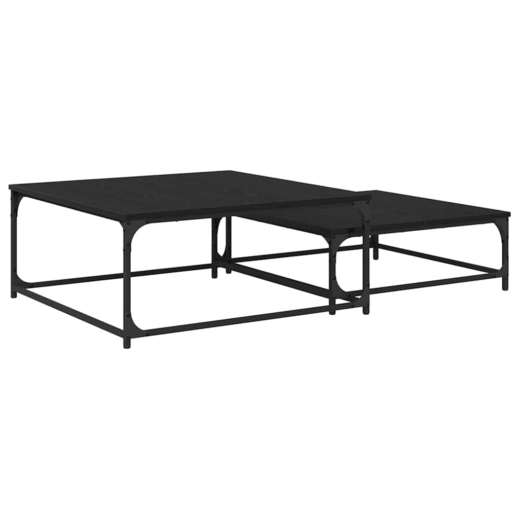 Table basse 2 pcs Chêne noir Bois d'ingénierie - XIOS