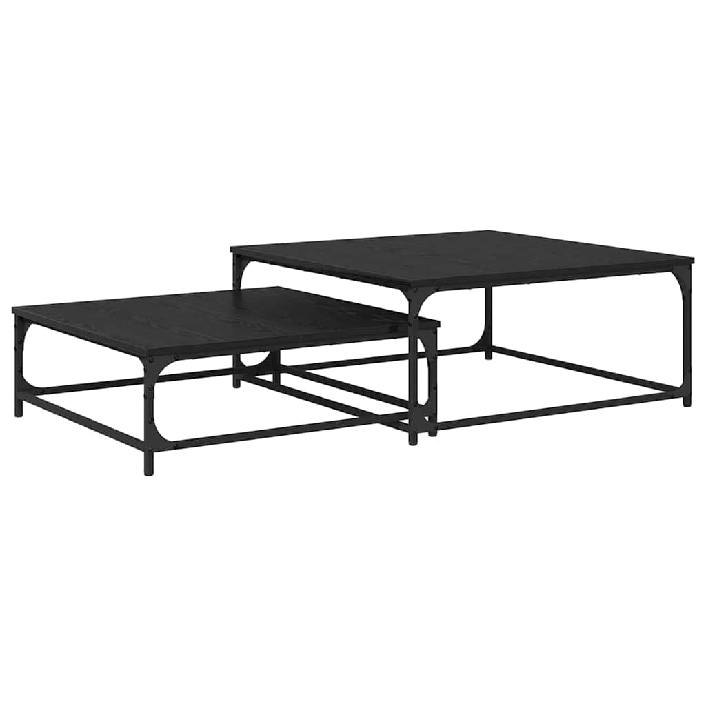 Table basse 2 pcs Chêne noir Bois d'ingénierie - XIOS