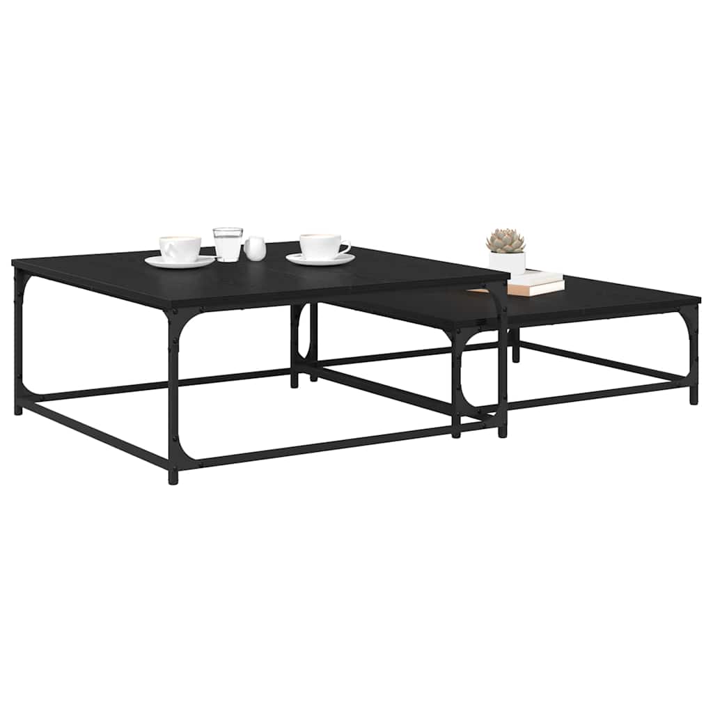 Table basse 2 pcs Chêne noir Bois d'ingénierie - XIOS
