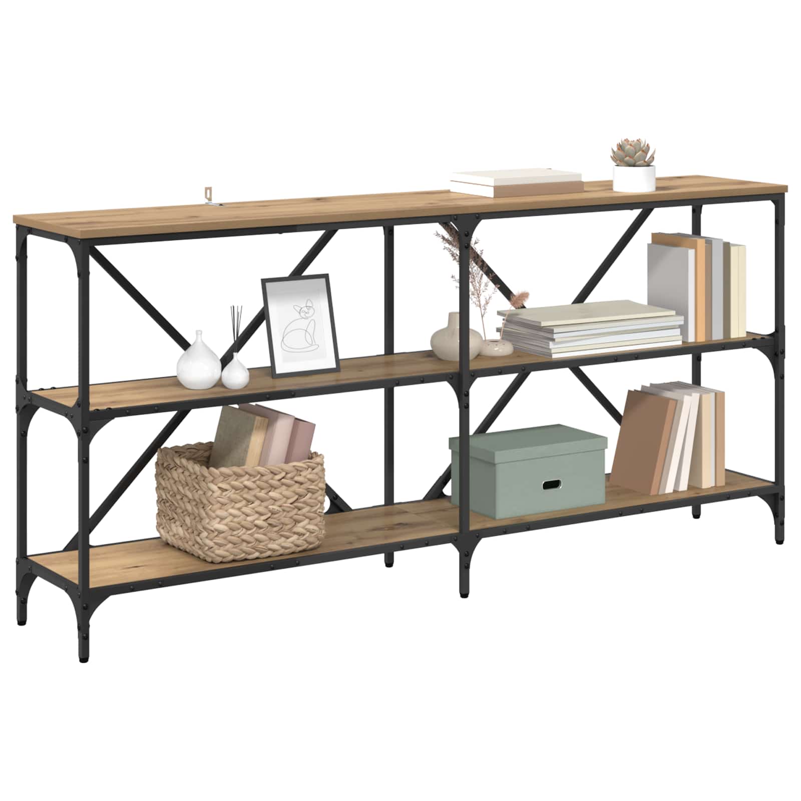 Table console avec étagère Chêne artisanal 160 x 30 x 75 cm - XIOS