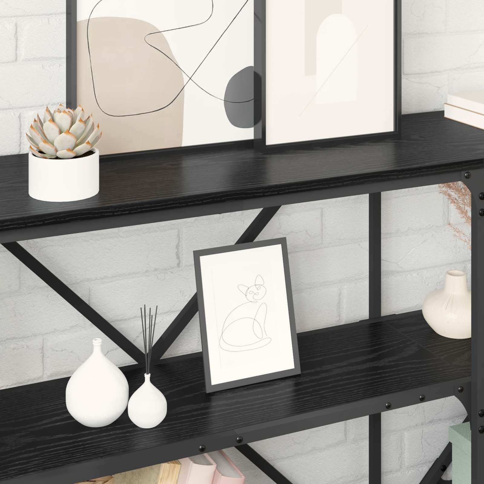 Table console Chêne noir 160 x 30 x 75 cm Bois d'ingénierie - XIOS