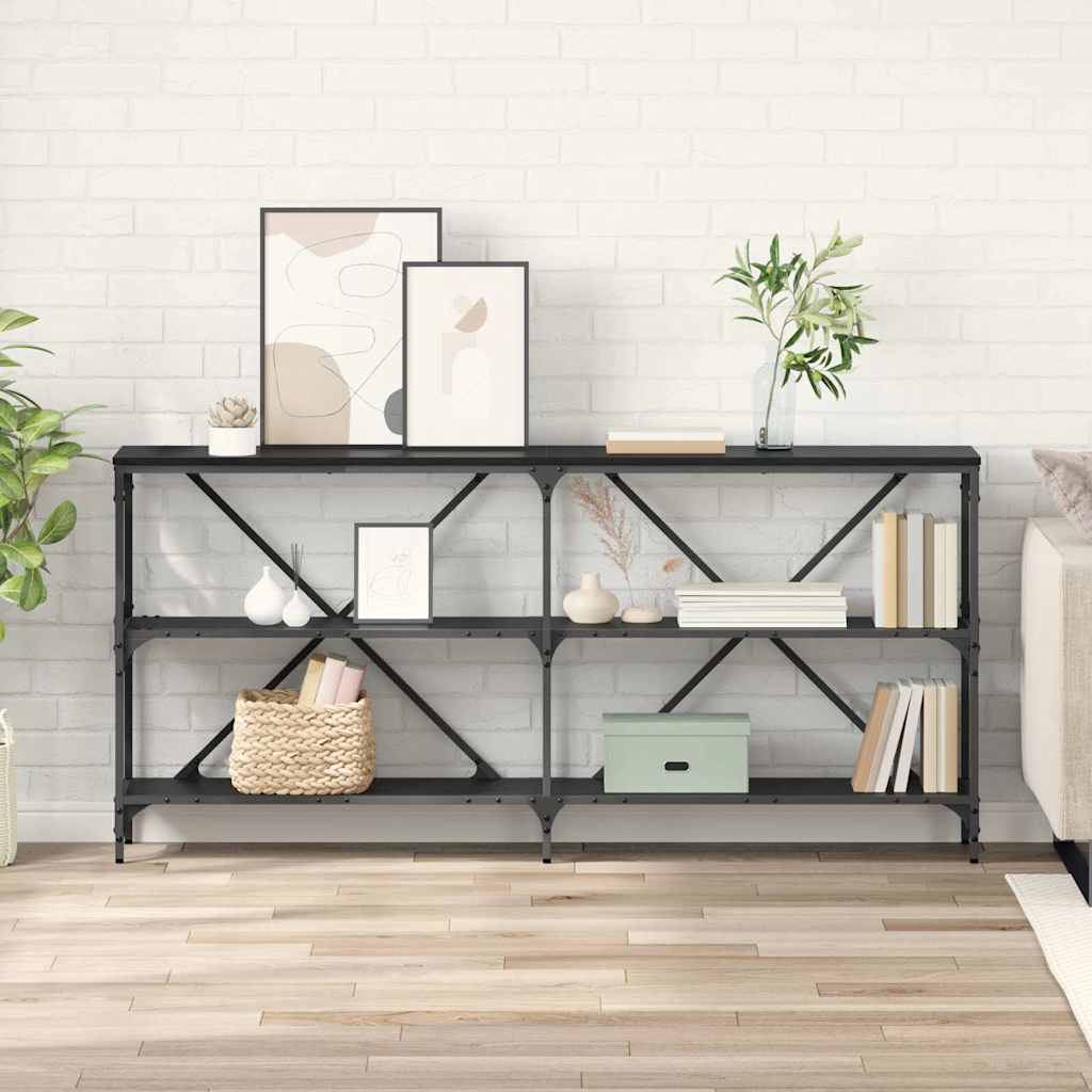 Table console avec étagère Chêne noir 160 x 30 x 75 cm - XIOS