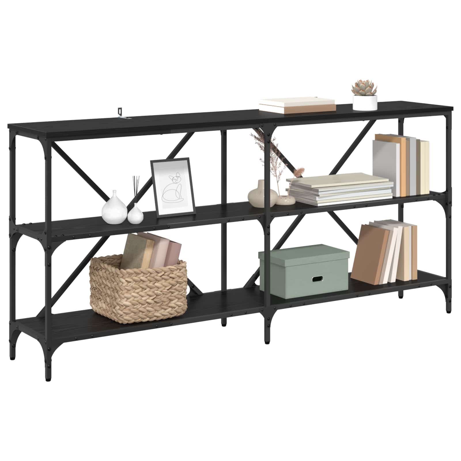 Table console Chêne noir 160 x 30 x 75 cm Bois d'ingénierie - XIOS