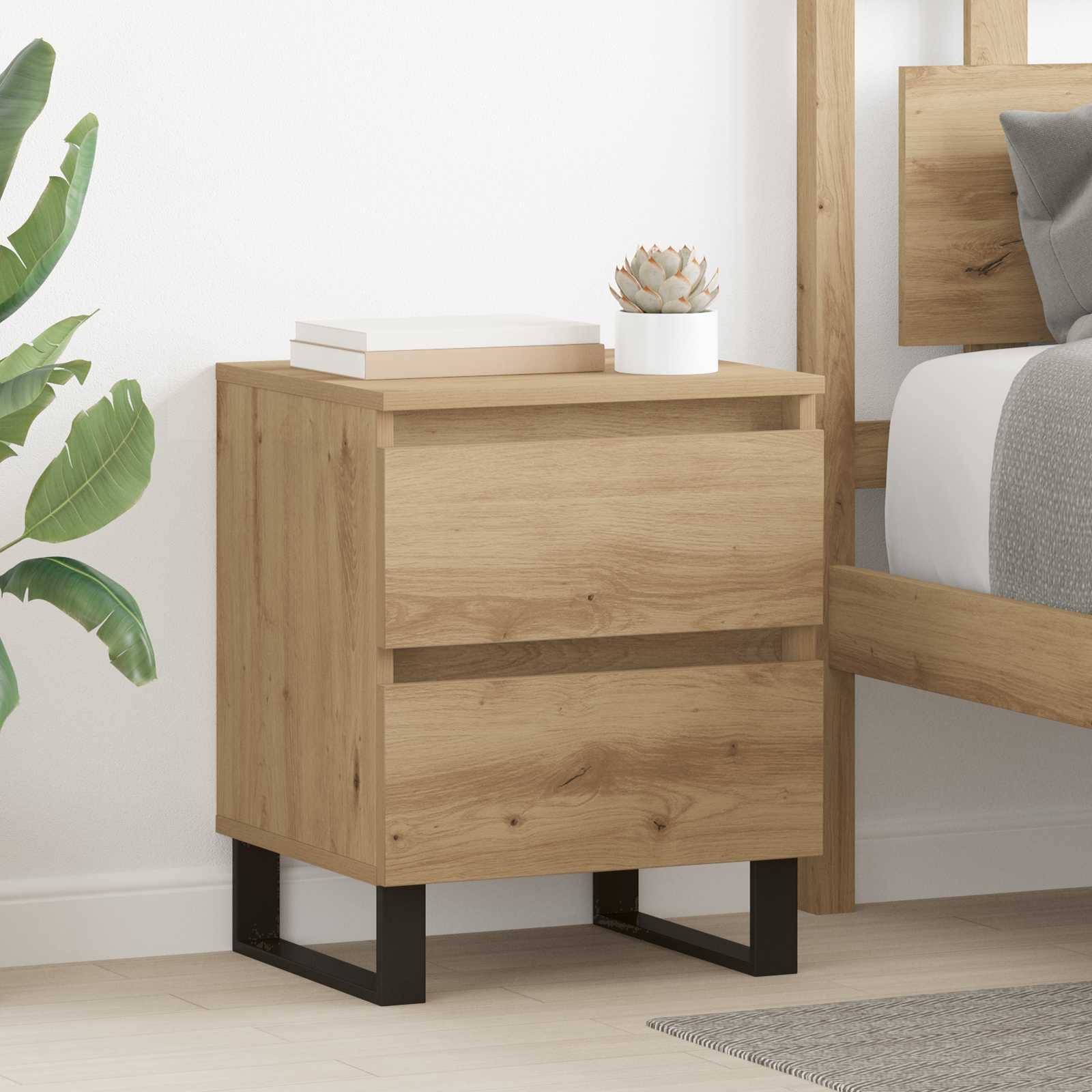 Cabinet de chevet 2 pcs Chêne artisanal 40 x 35 x 50 cm - XIOS