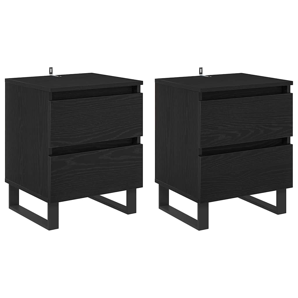 Cabinet de chevet avec tiroir 2 pcs Chêne noir 40 x 35 x 50 cm - XIOS