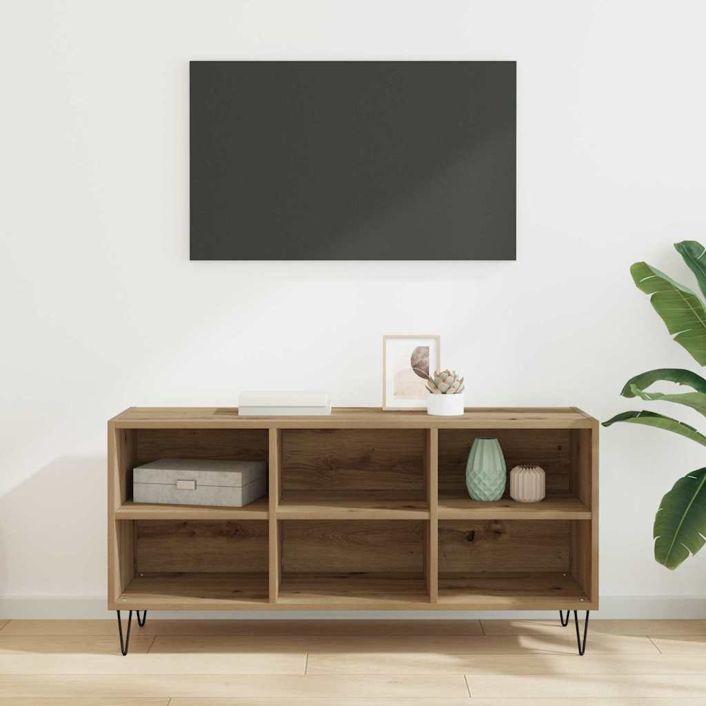 Meuble TV 103,5 x 30 x 50 cm Chêne artisanal Bois d'ingénierie - XIOS