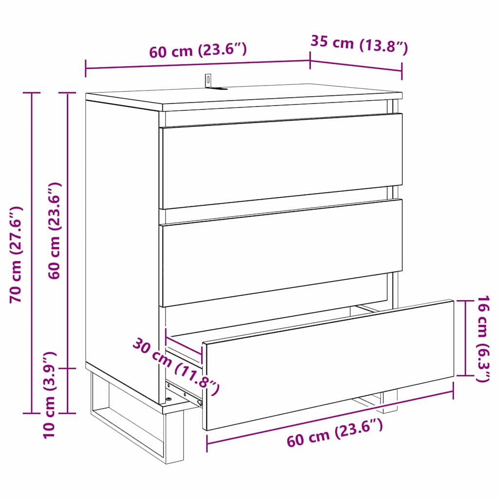 Buffet Bois Ancien 60 x 35 x 70 cm Bois d'ingénierie - XIOS