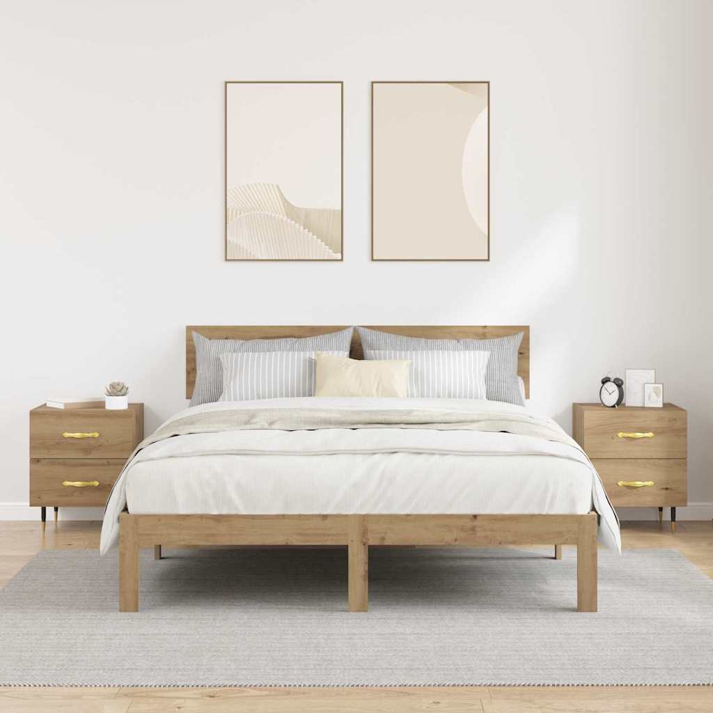 Cabinet de chevet 2 pcs Chêne artisanal 40 x 35 x 47,5 cm - XIOS