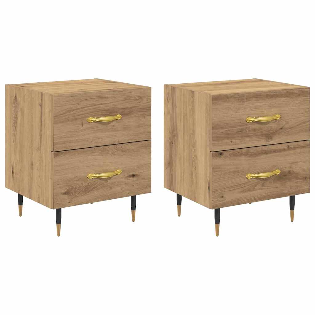 Cabinet de chevet 2 pcs chêne artisanal 40 x 35 x 47.5 cm - XIOS