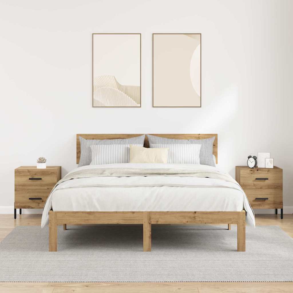 Cabinet de chevet 2 pcs chêne artisanal 40 x 35 x 47.5 cm - XIOS