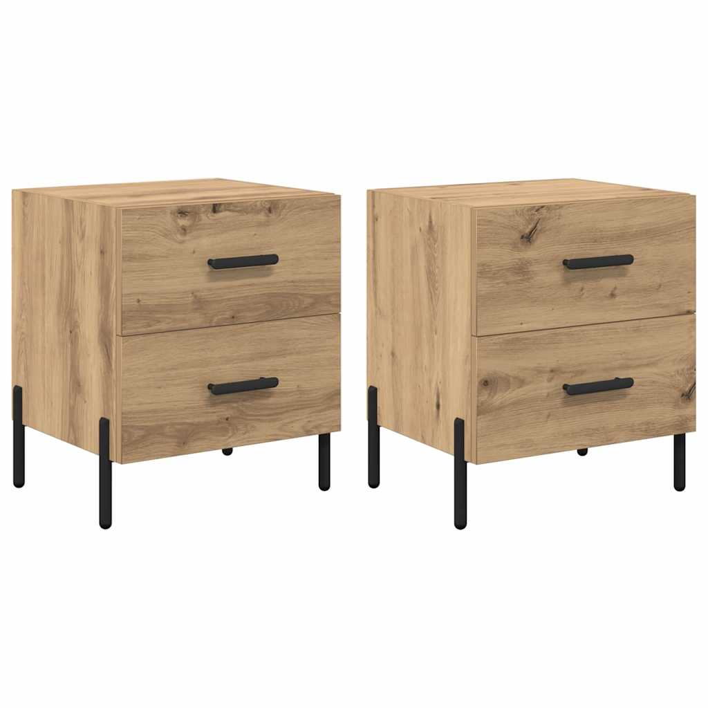 Cabinet de chevet 2 pcs chêne artisanal 40 x 35 x 47.5 cm - XIOS