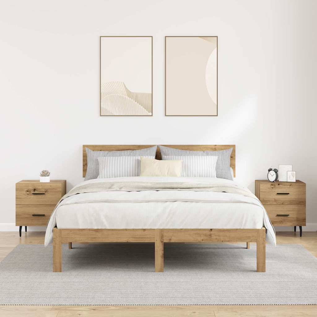 Cabinet de chevet 2 pcs Chêne artisanal 40 x 35 x 47,5 cm - XIOS