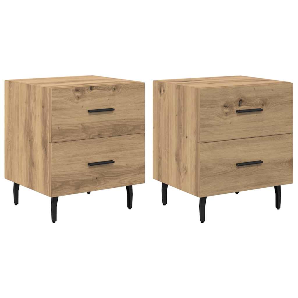 Cabinet de chevet 2 pcs chêne artisanal 40 x 35 x 47.5 cm - XIOS
