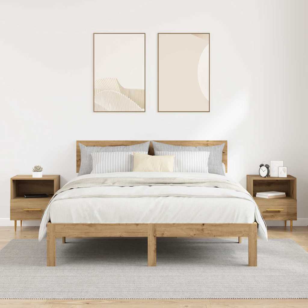 Table de chevet avec tiroir 2 pcs Marron 40 x 35 x 47.5 cm - XIOS