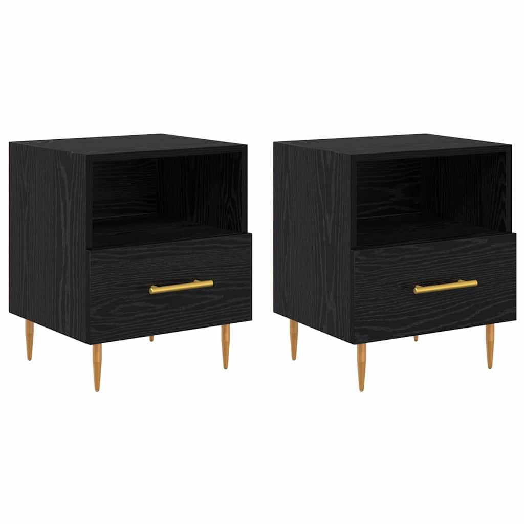 Table de chevet 2 pcs Noir 40 x 35 x 47,5 cm Bois d'ingénierie - XIOS