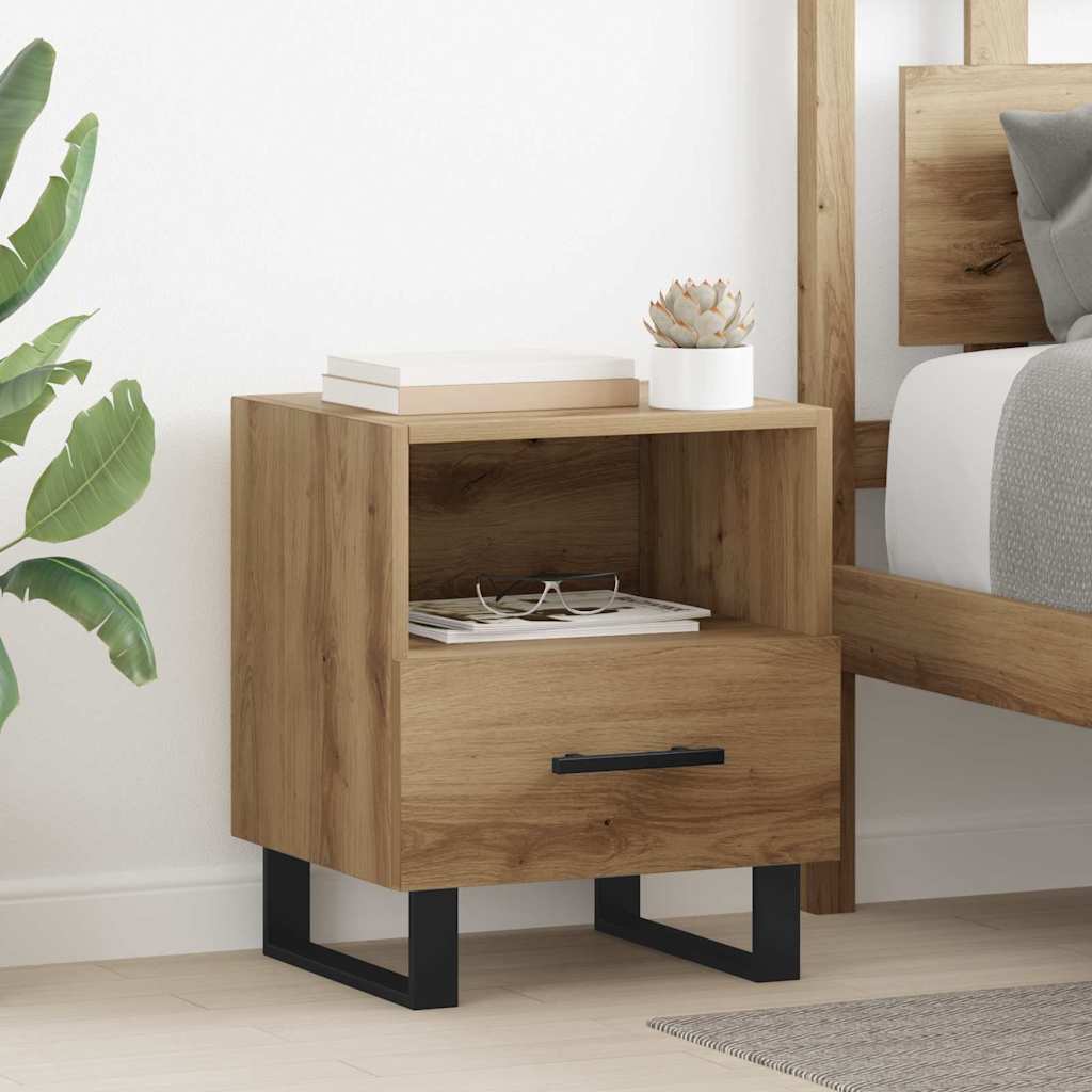 Cabinet de chevet avec tiroir Chêne artisanal 40 x 35 x 47,5 cm - XIOS