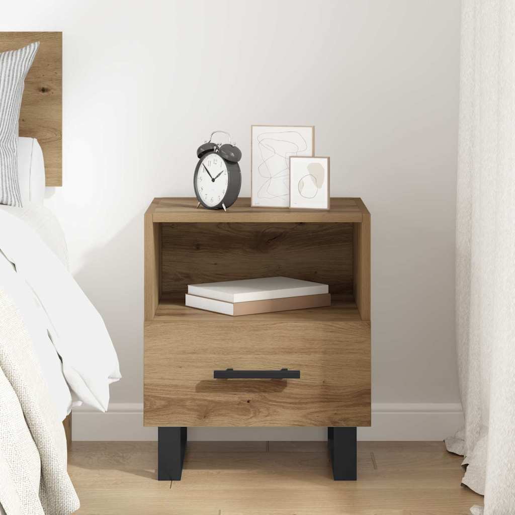 Cabinet de chevet avec tiroir Chêne artisanal 40 x 35 x 47,5 cm - XIOS