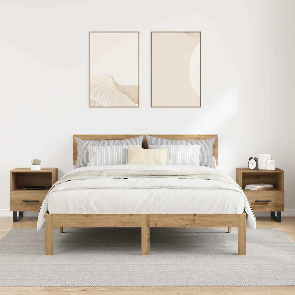 Cabinet de chevet 2 pcs chêne artisanal 40 x 35 x 47.5 cm - XIOS